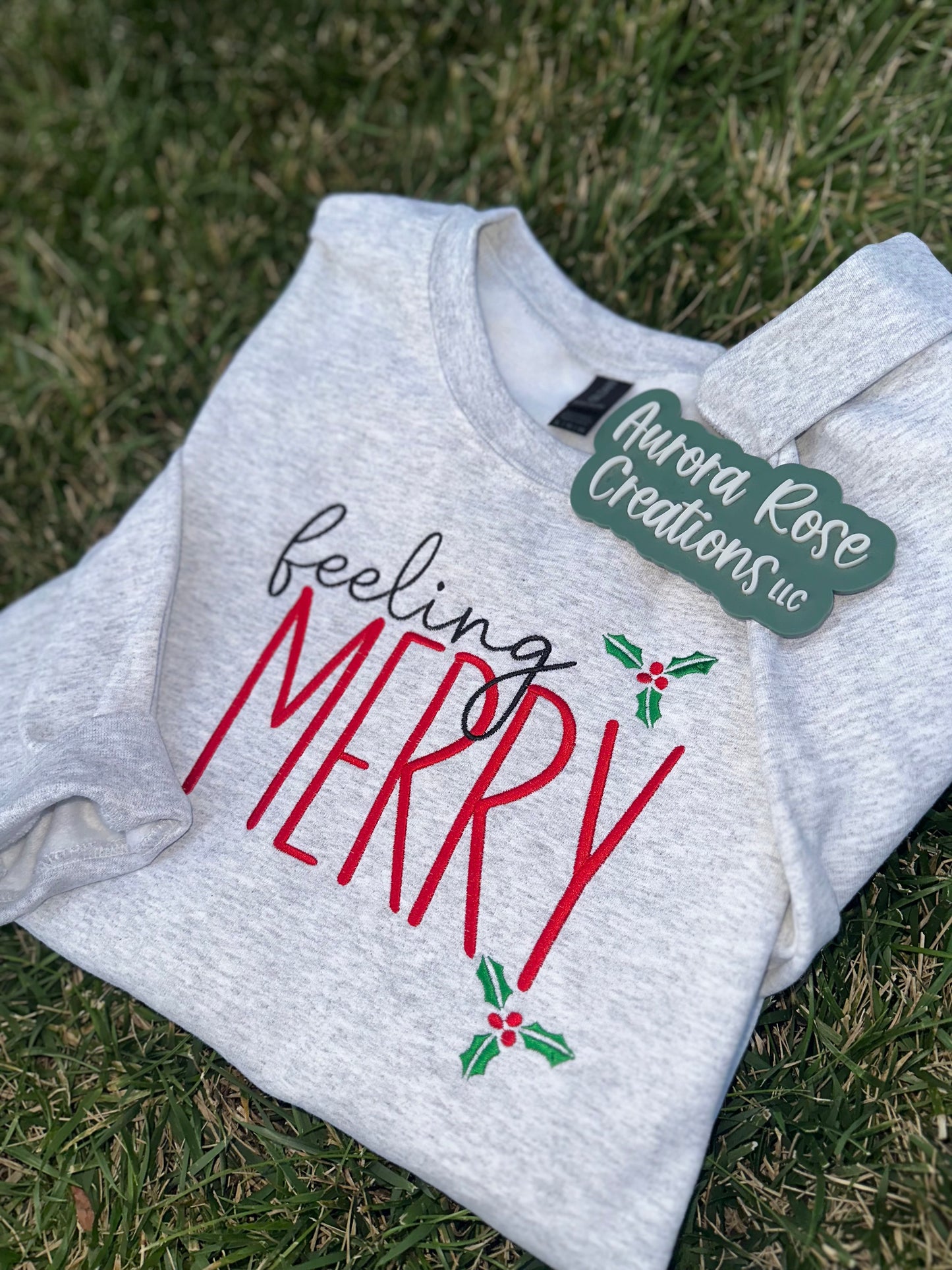 Feeling M E R R Y Embroidered Sweatshirt