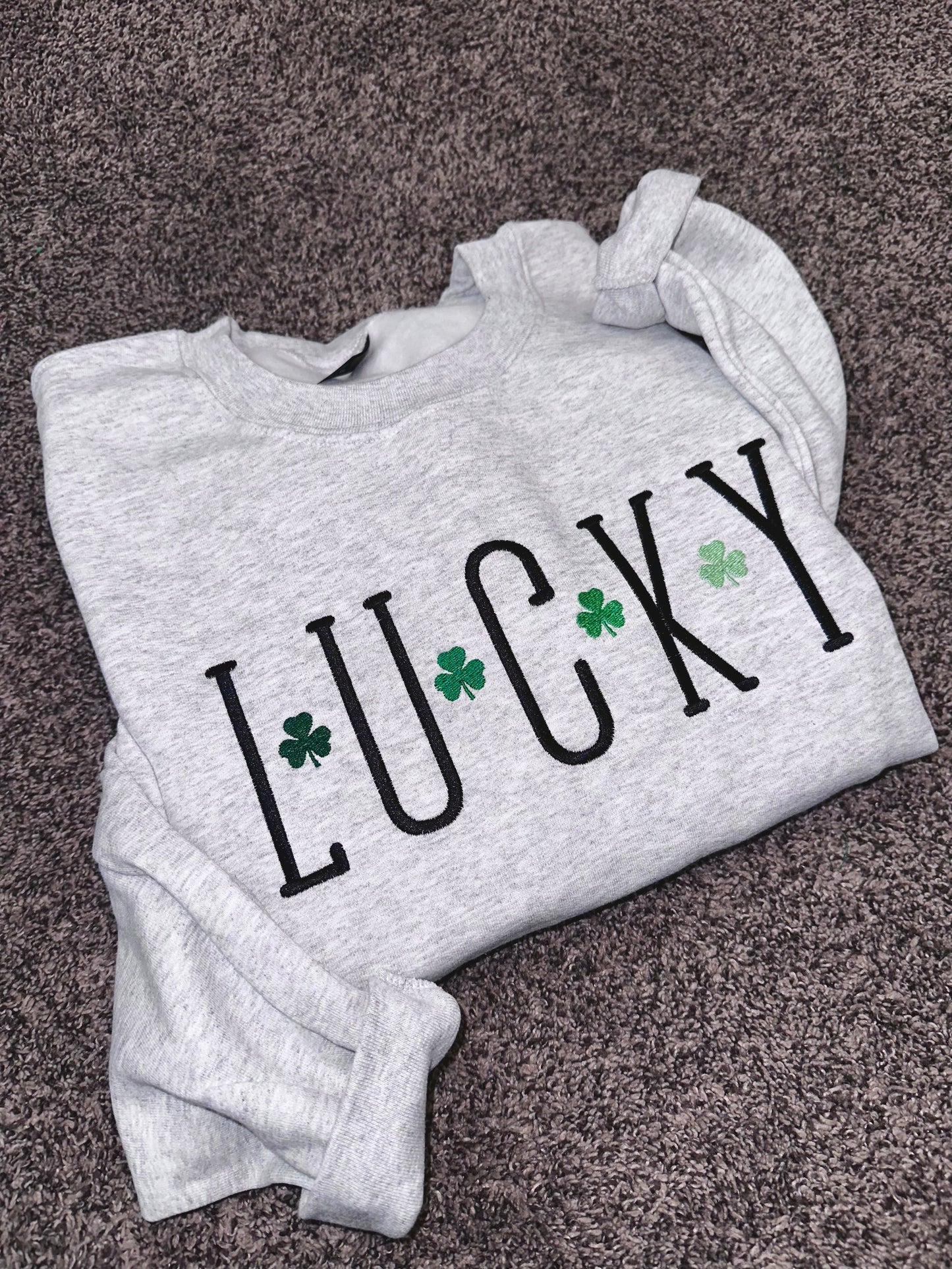 LUCKY Ombré Shamrock Embroidered Sweatshirt