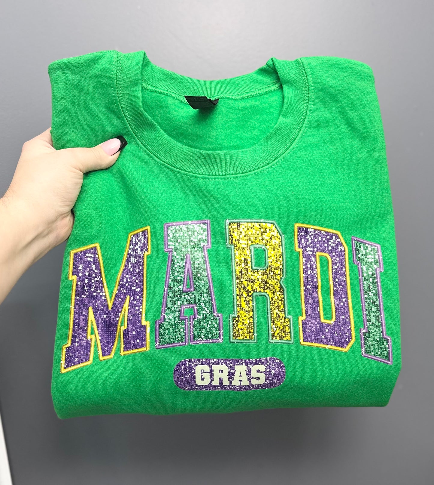 MARDI Gras Glitter DTF sweatshirt