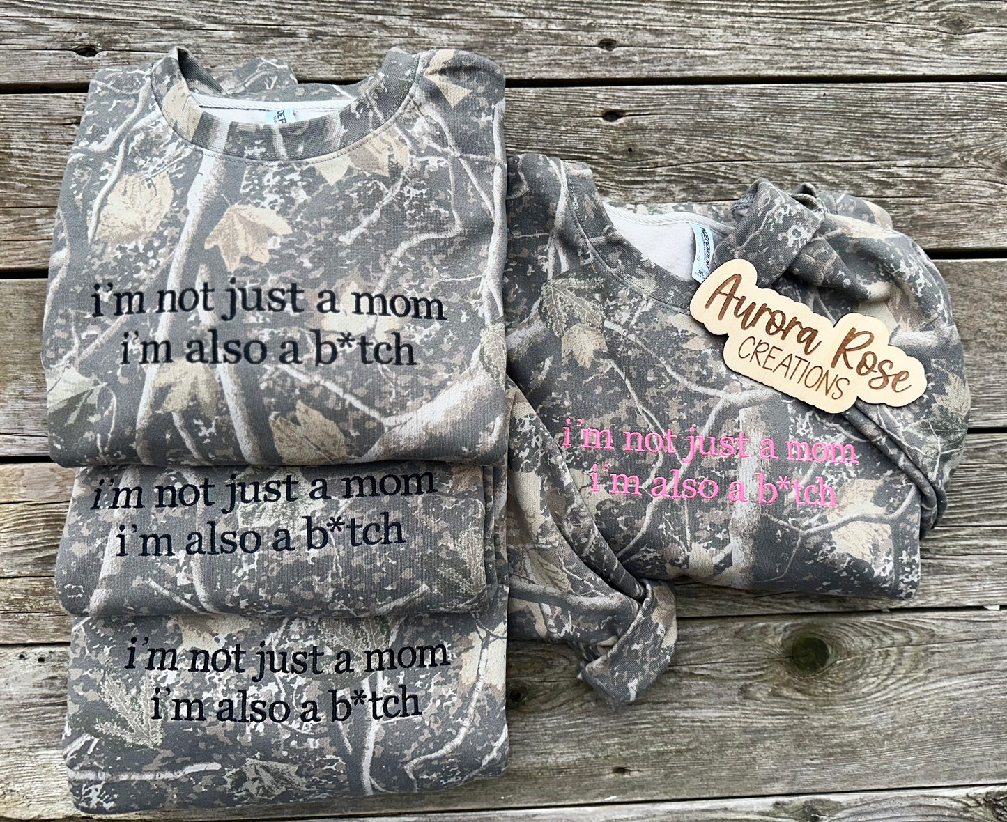 Embroidered Camo Sweatshirts - Simple Text