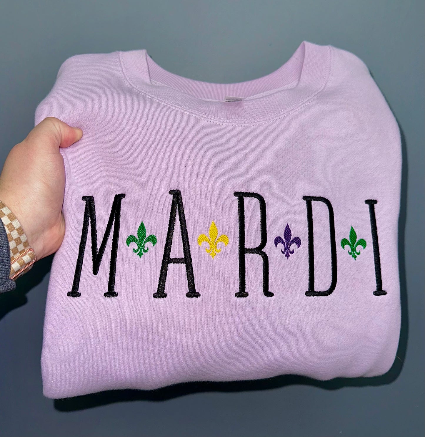 MARDI Fleur De Lis Embroidered Sweatshirt