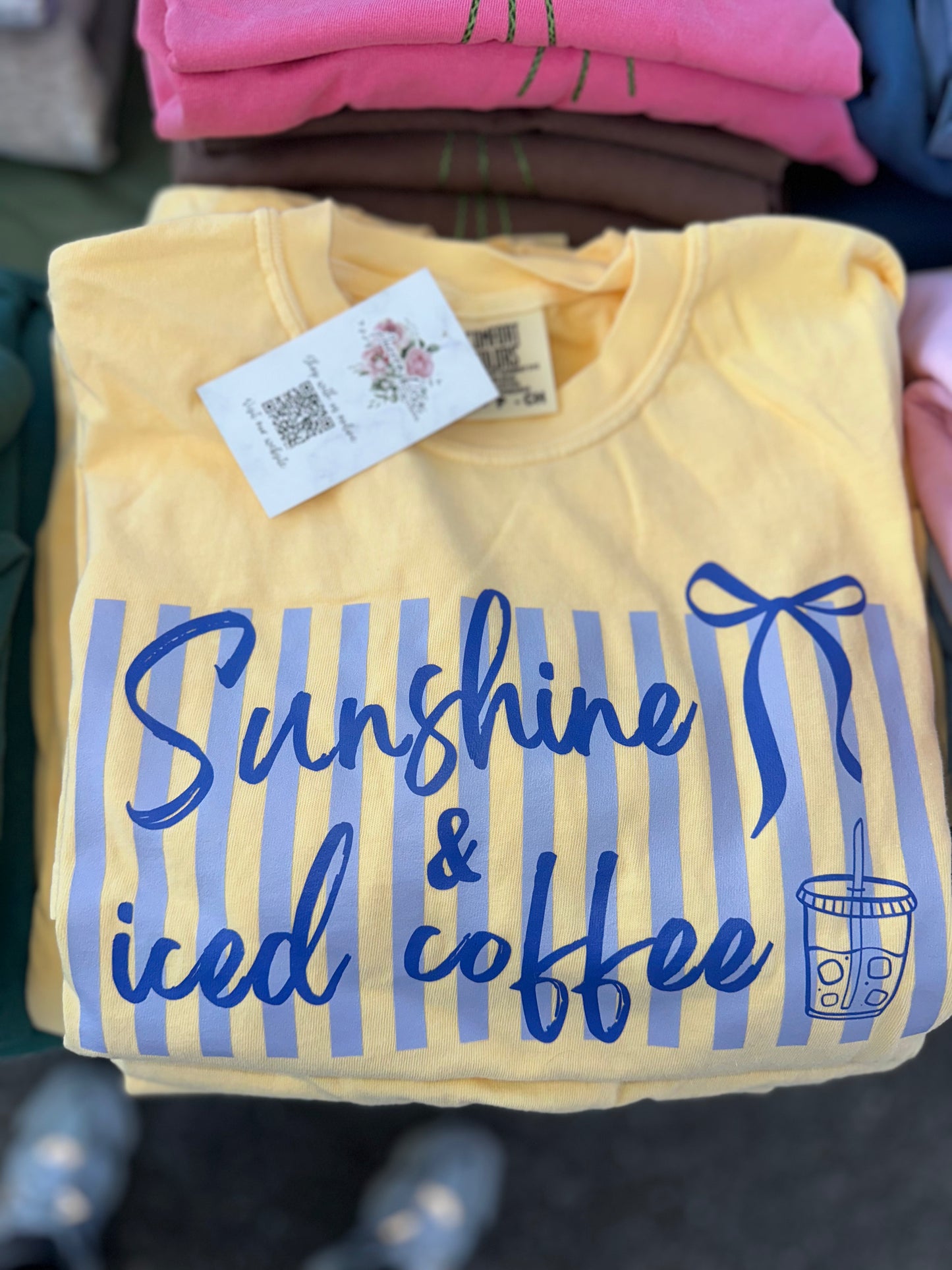 Sunshine & Iced Coffee Striped Tee