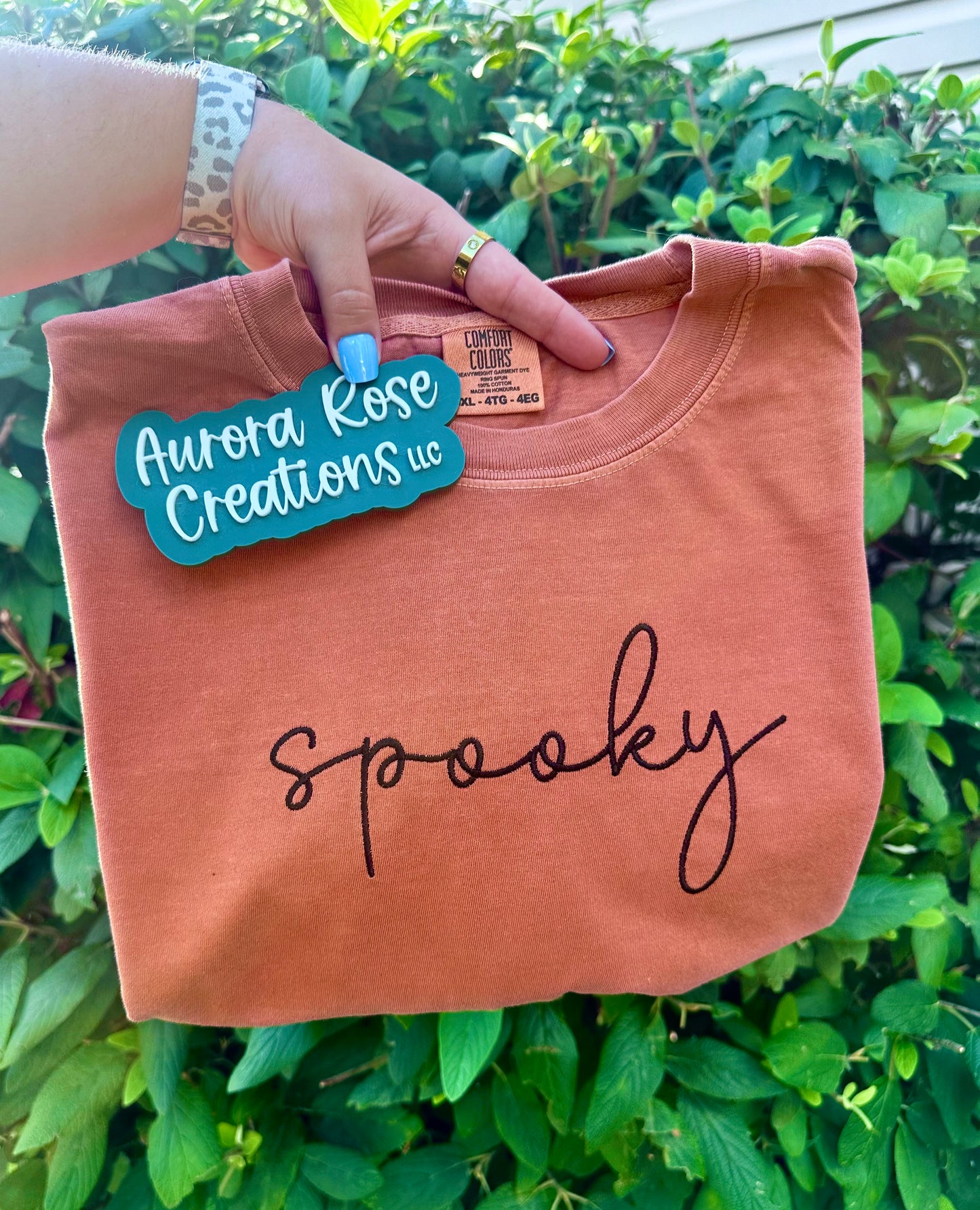Cursive Spooky Embroidered Apparel