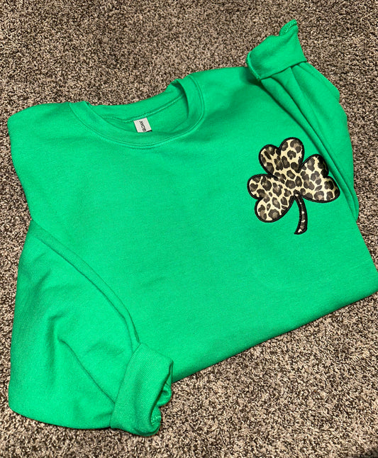 Embroidered Leopard Shamrock Sweatshirt