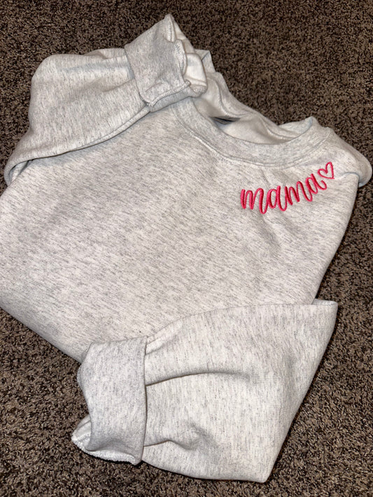 Mama Curved Neck Embroidered Apparel