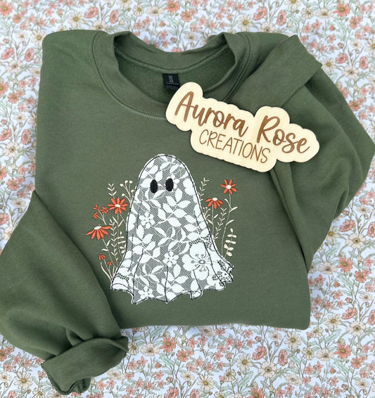 Wildflowers & Lace Embroidered Ghost Sweatshirt