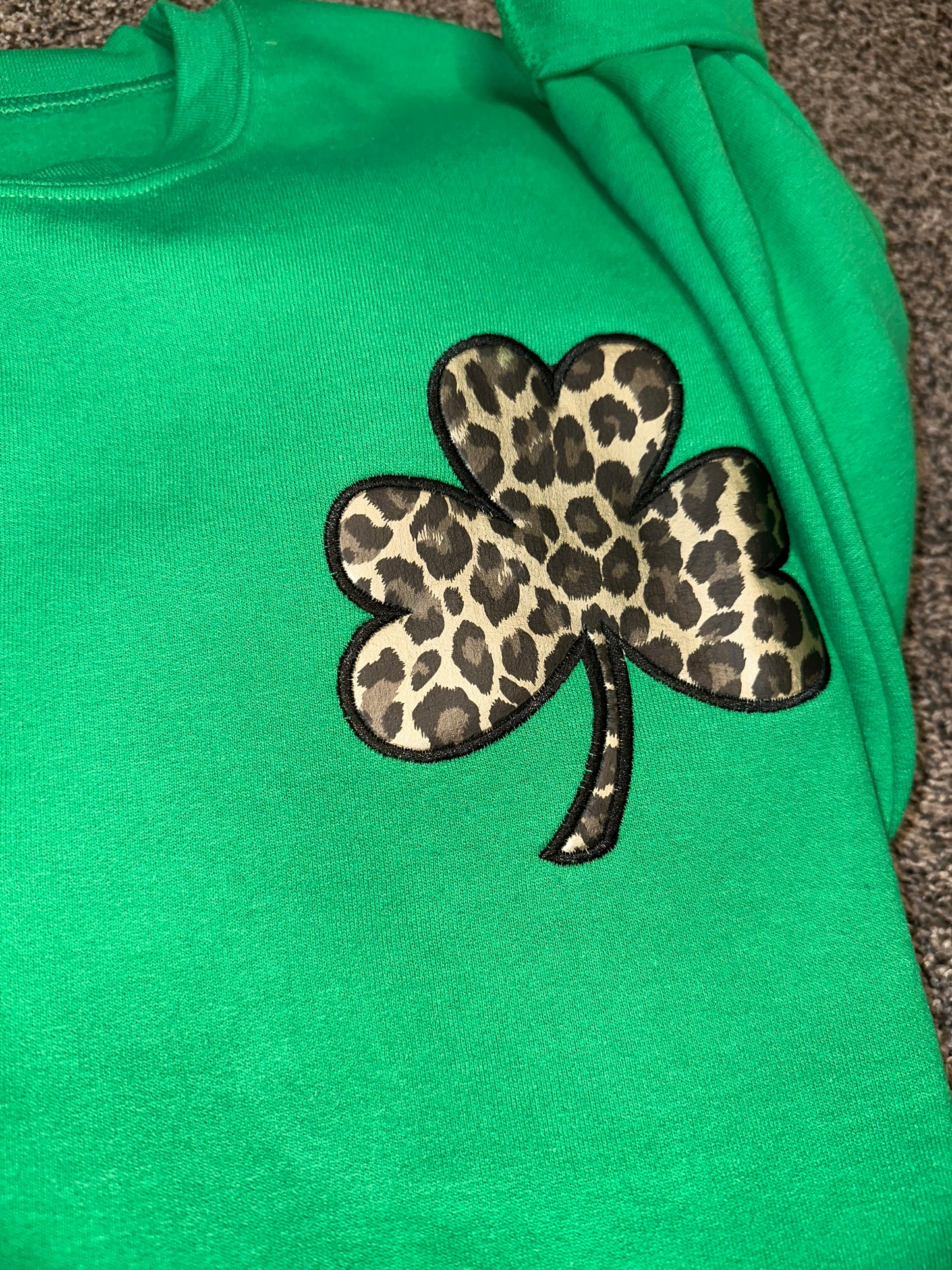 Embroidered Leopard Shamrock Sweatshirt