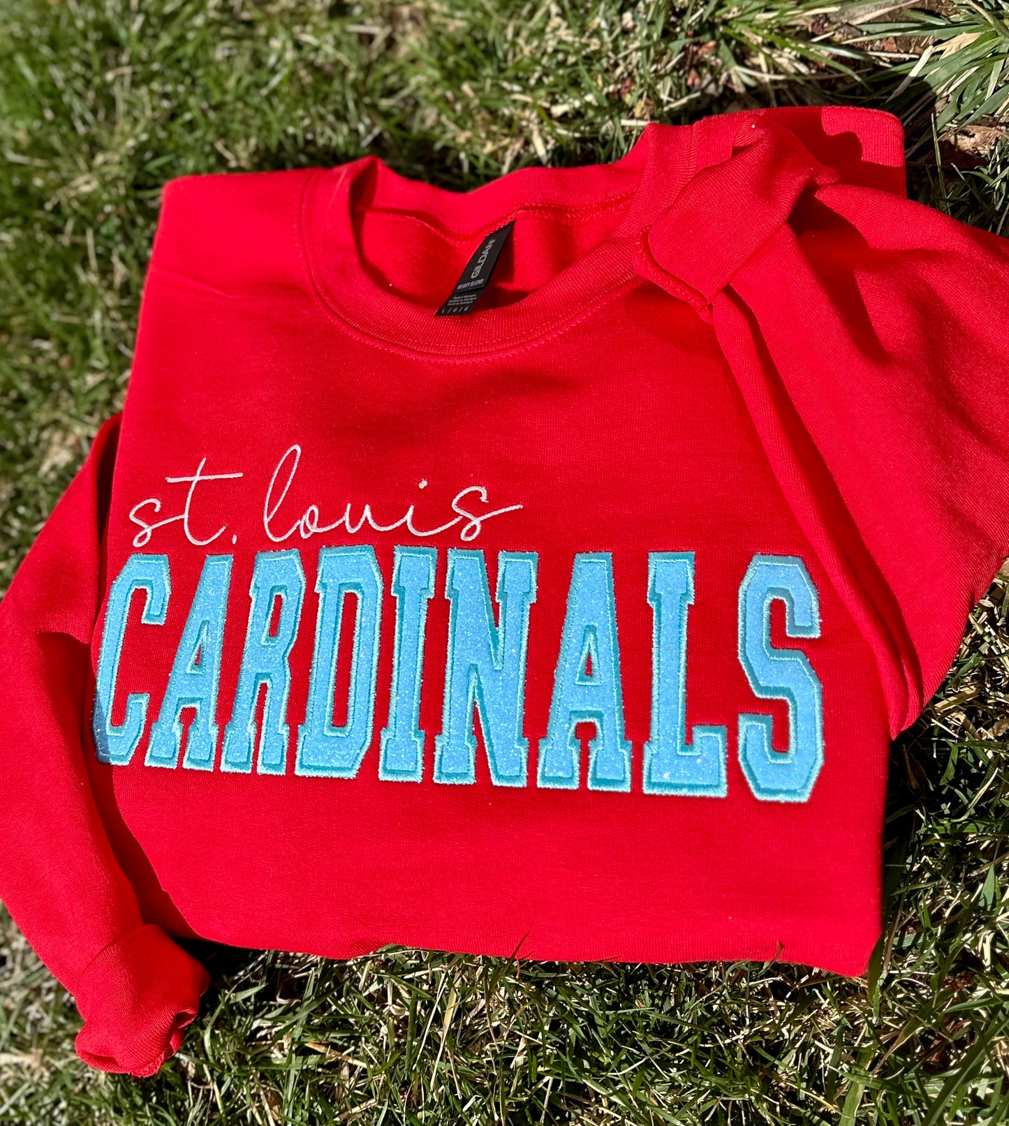 Cardinals Glitter Embroidered Sweatshirt