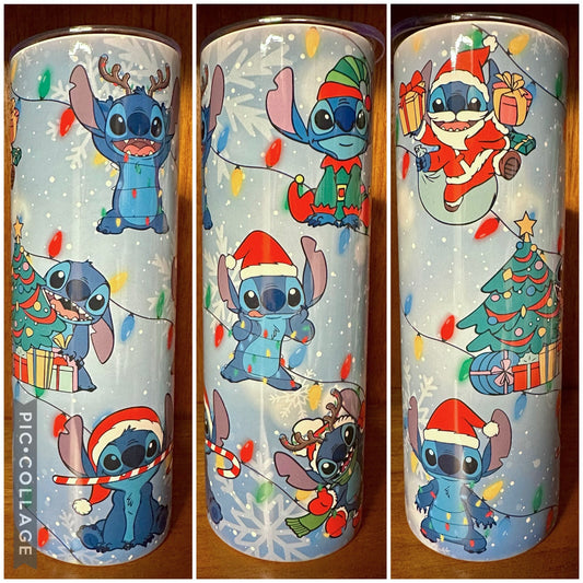 Blue Alien Christmas Tumbler