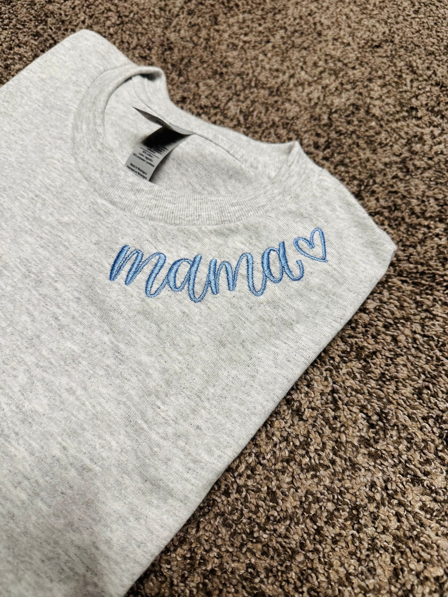 Mama Curved Neck Embroidered Apparel