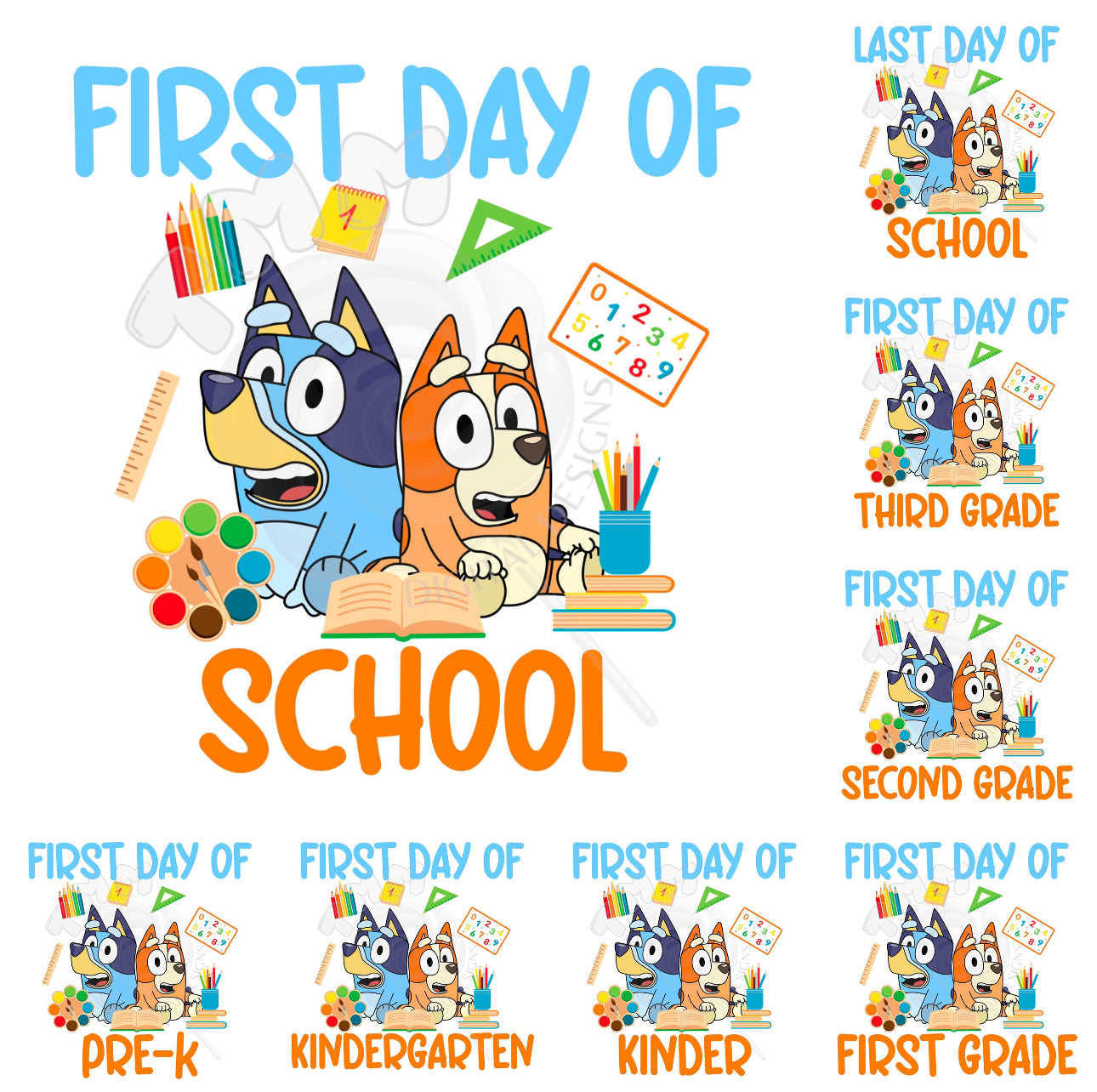 Back to School Blue Dog (read description)