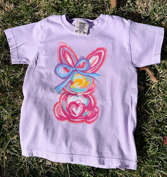 Watercolor Bunny w/ Bow DTF Tee