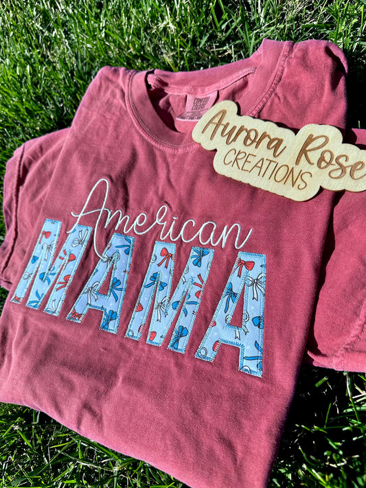 American Mama Embroidered Appliqué Tee