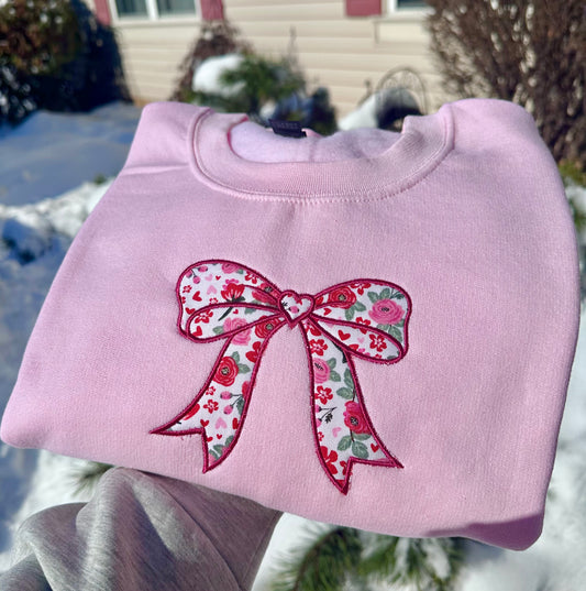 Valentine’s Bow Appliqué Sweatshirt