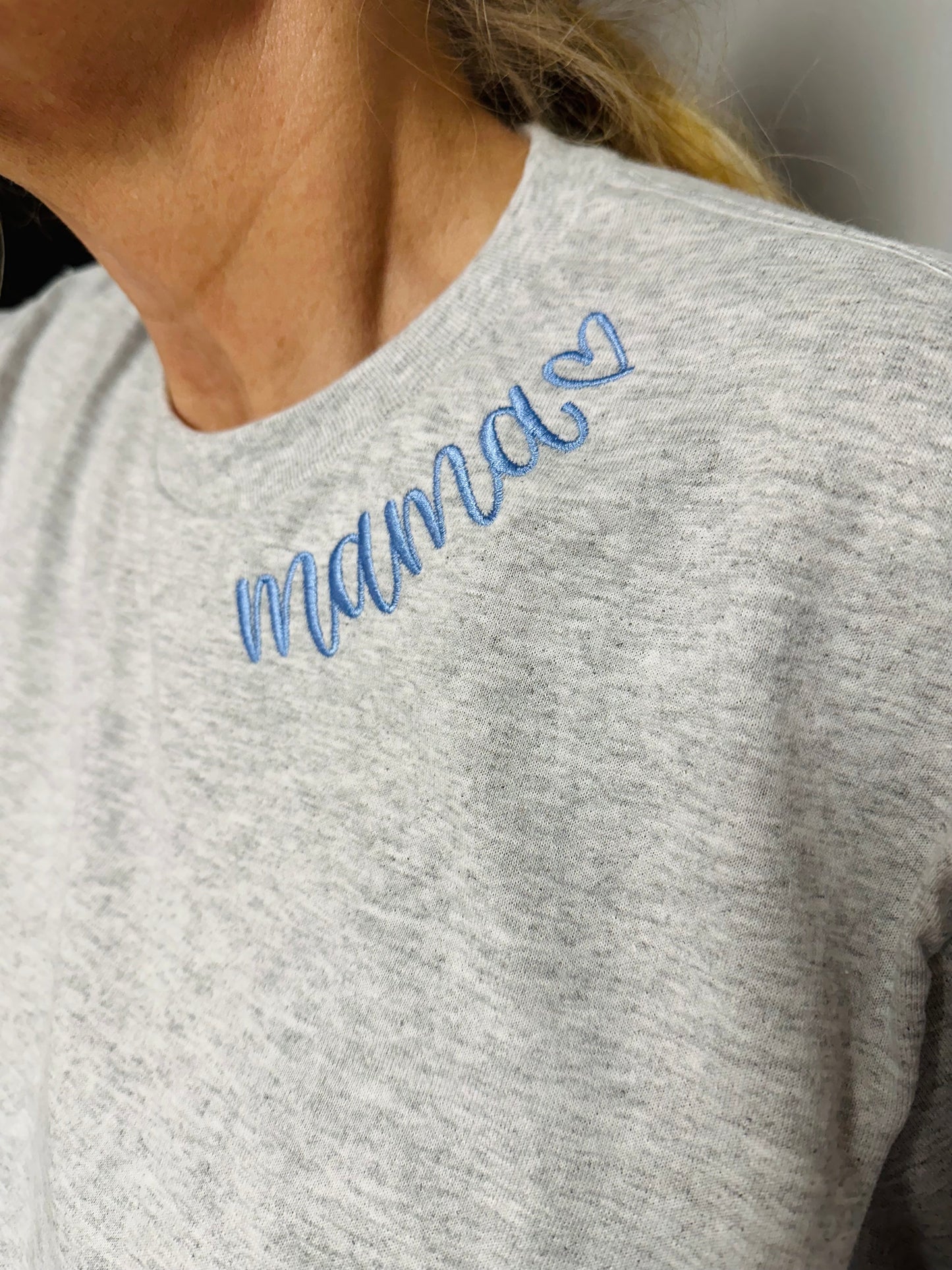 Mama Curved Neck Embroidered Apparel