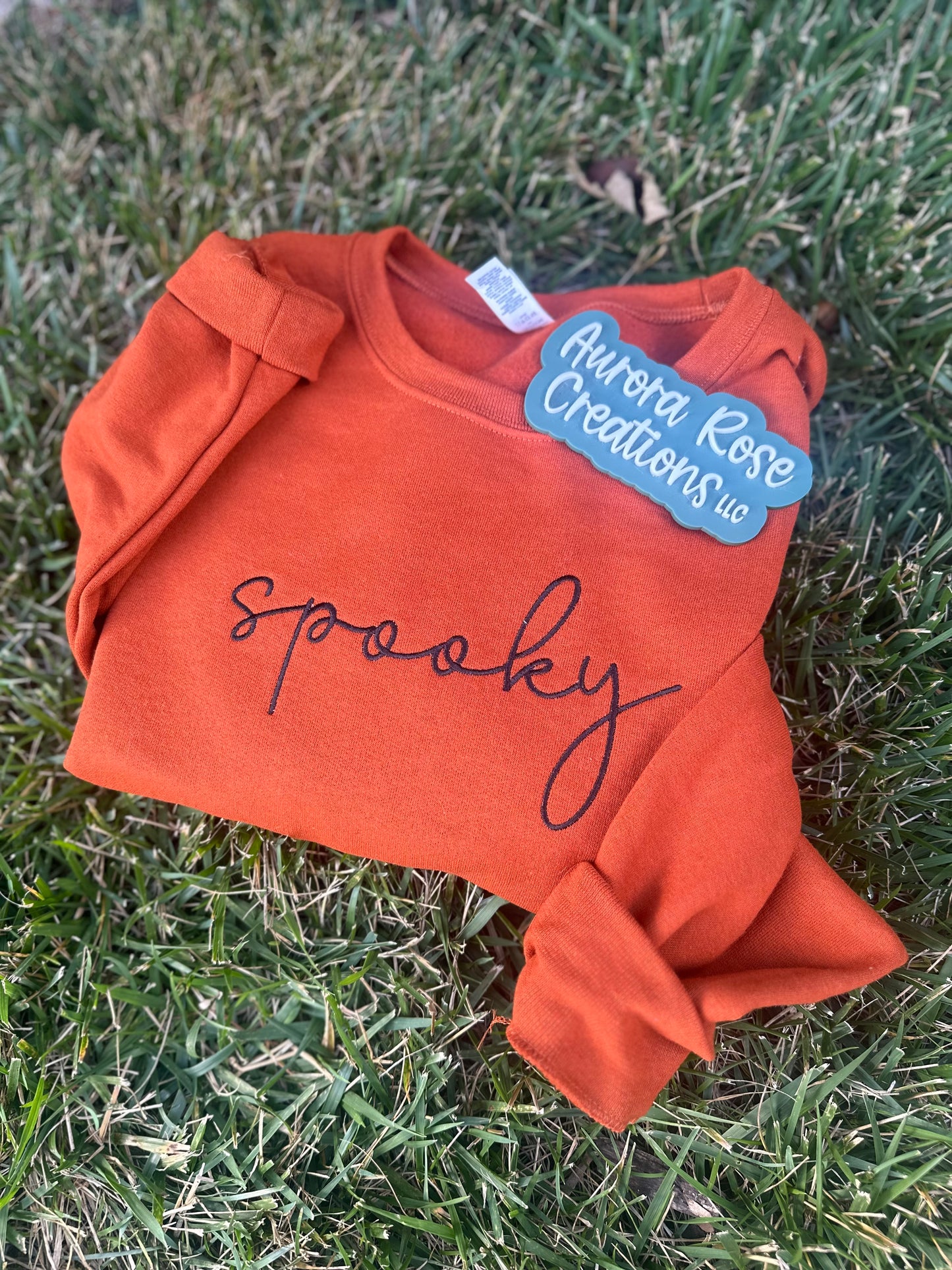 Cursive Spooky Embroidered Apparel