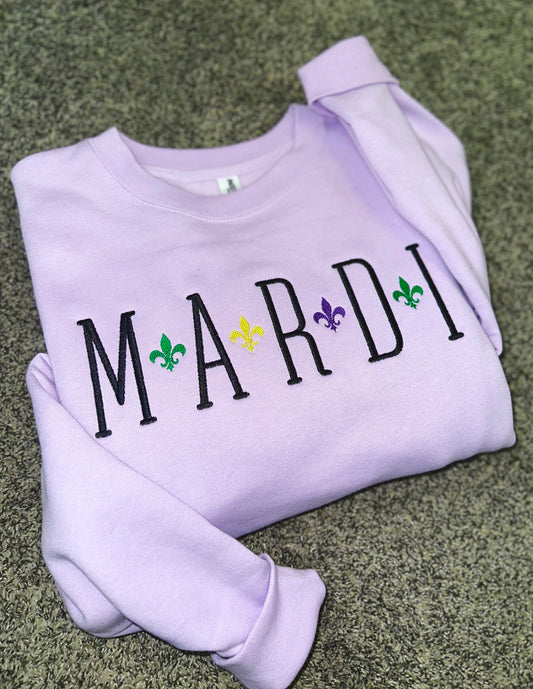 MARDI Fleur De Lis Embroidered Sweatshirt