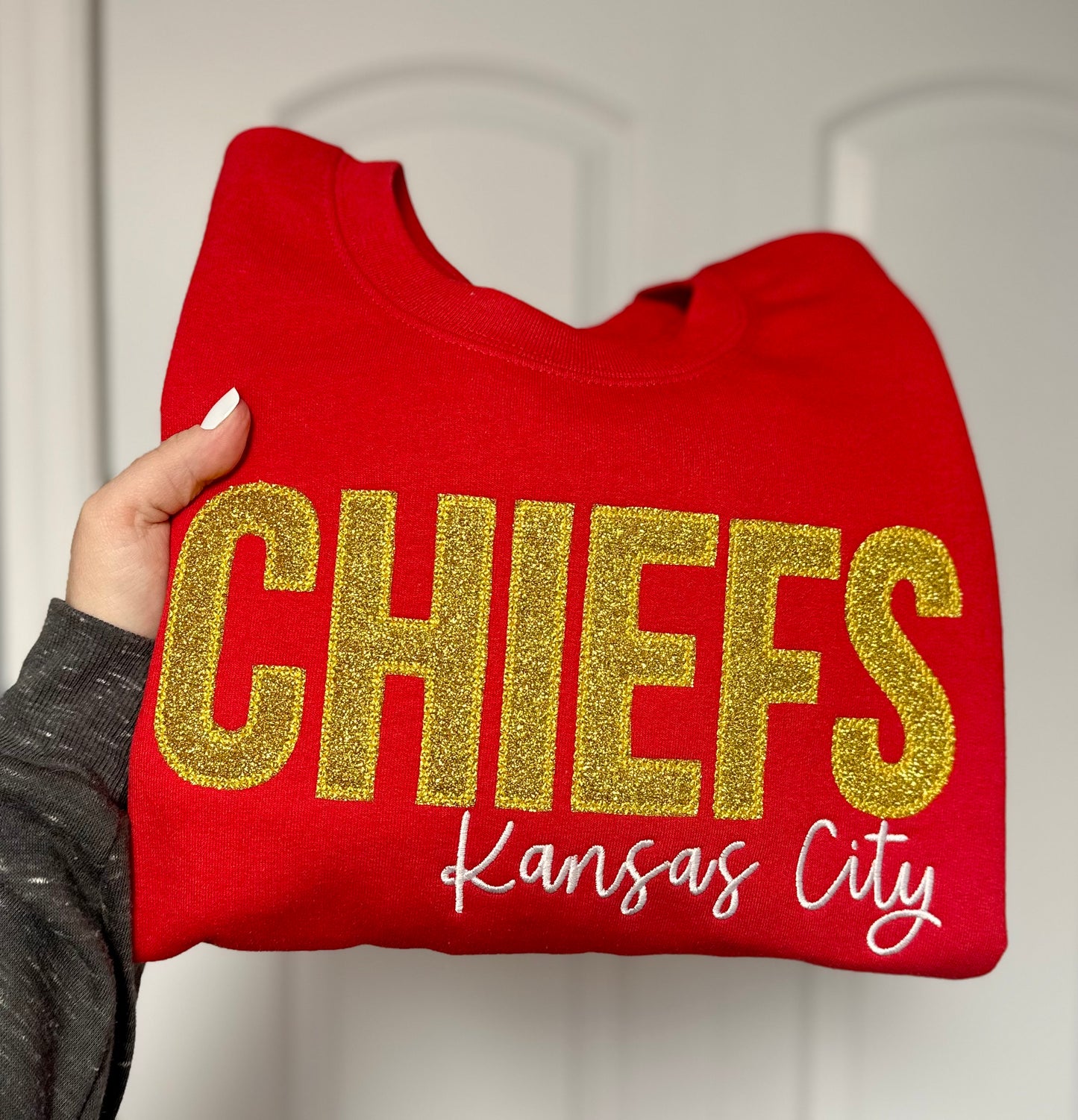 Glitter Chiefs Embroidered Sweatshirt