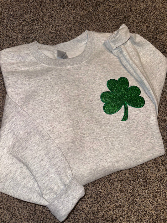 Embroidered Glitter Shamrock Sweatshirt