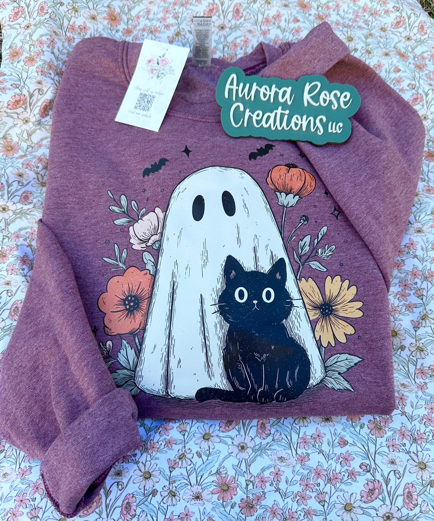 Floral Kitty & Ghost Sweatshirt