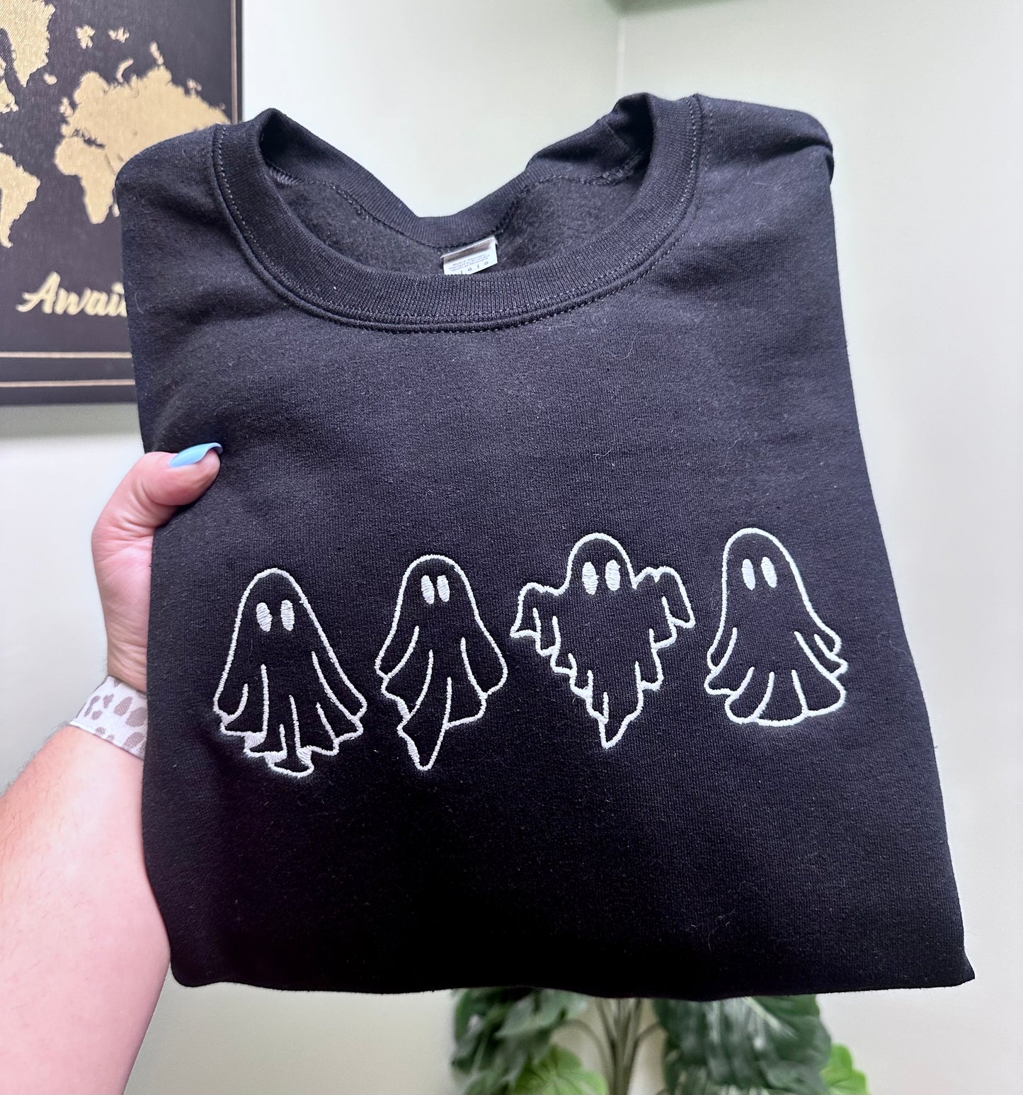 Glow in the Dark Embroidered Ghost Sweatshirt