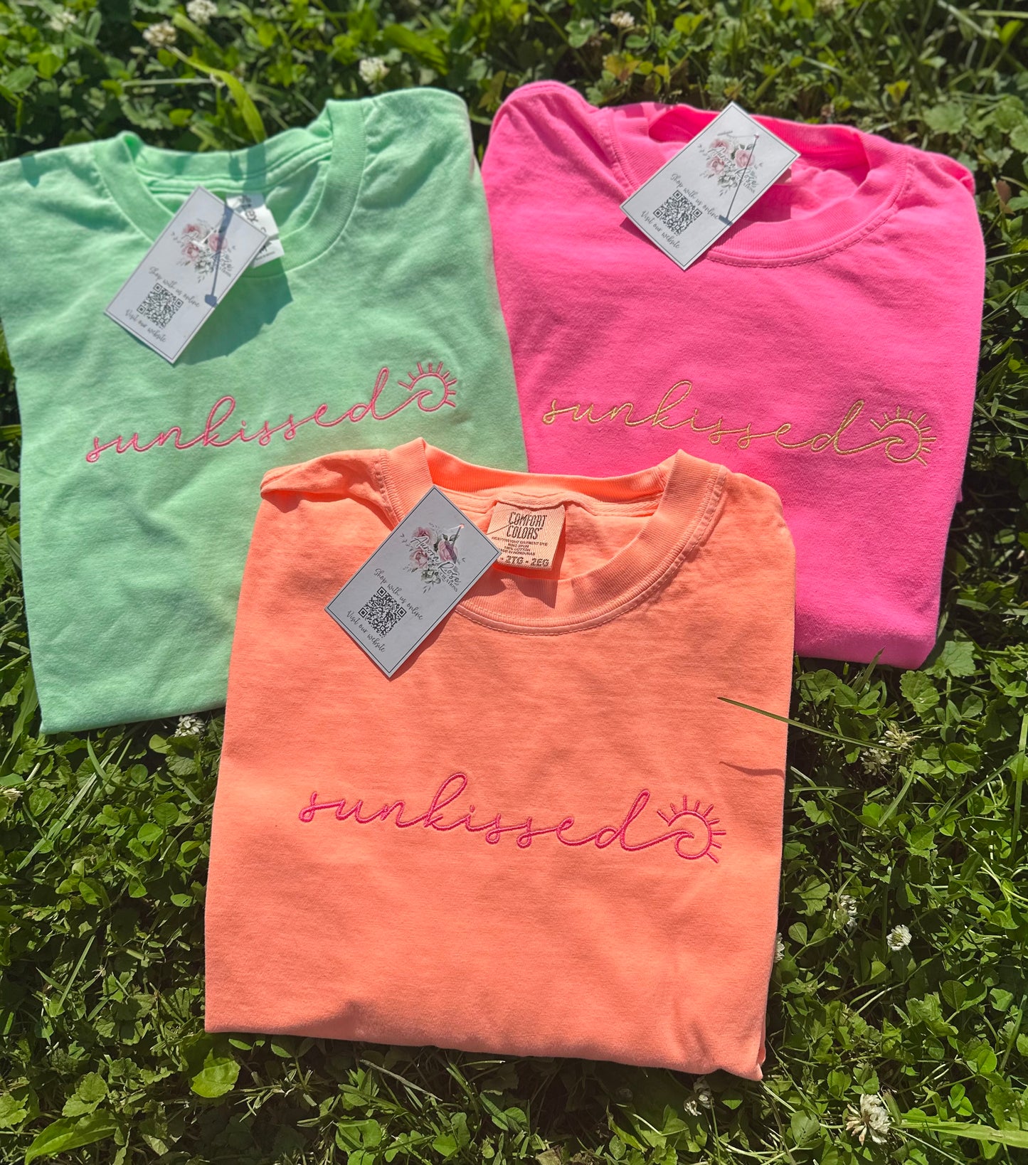 Sunkissed Neon Embroidered Tees