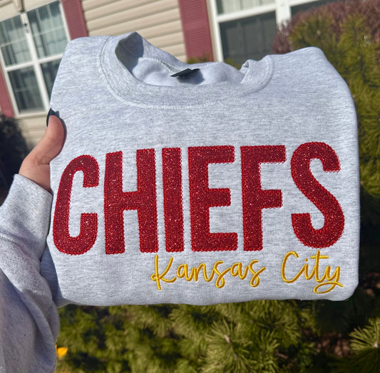 Glitter Chiefs Embroidered Sweatshirt