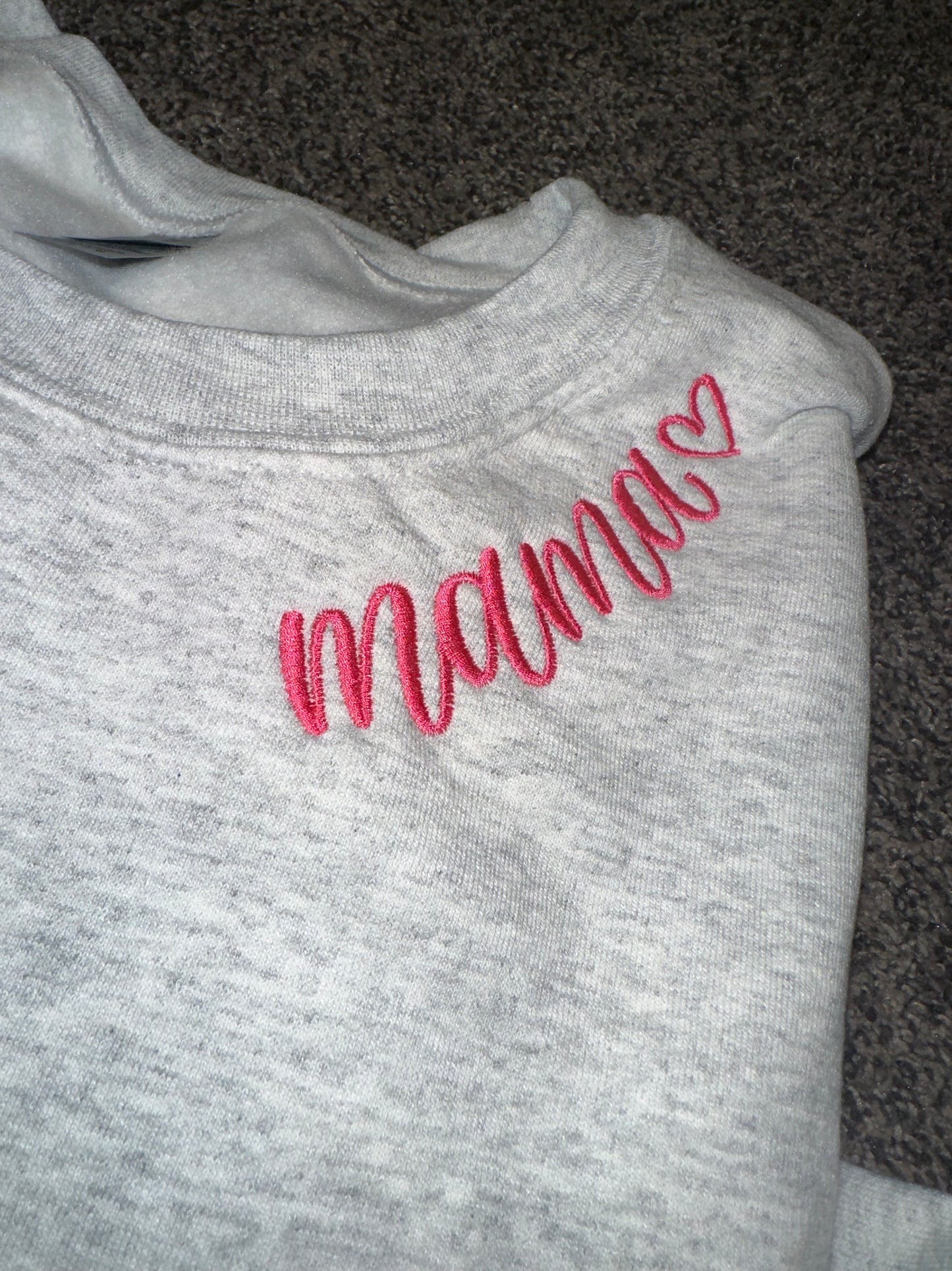 Mama Curved Neck Embroidered Apparel