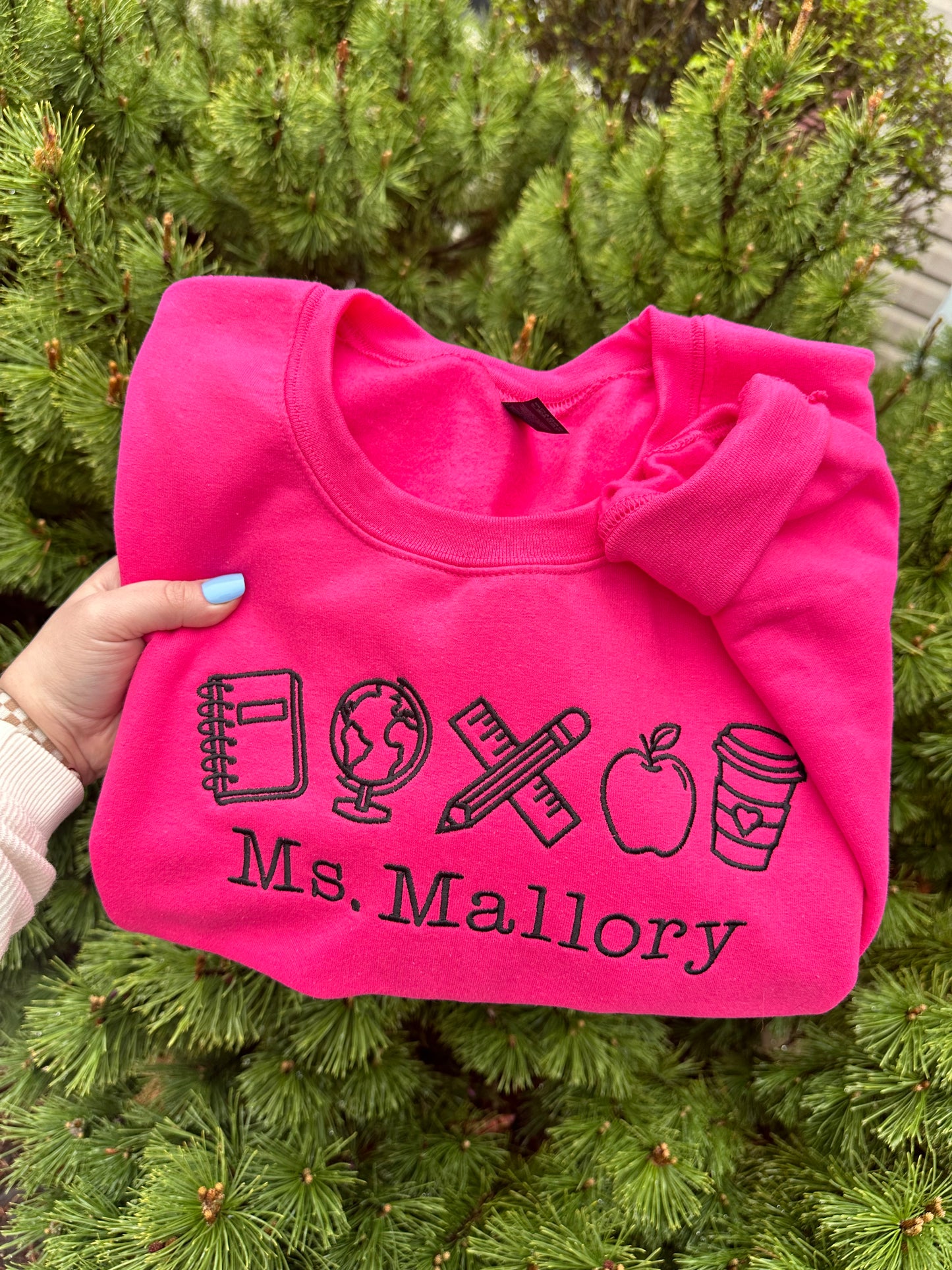 Personalized Teacher Icons Embroidered Apparel