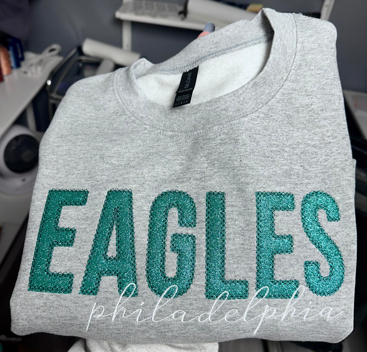 Glitter Eagles Embroidered Sweatshirt
