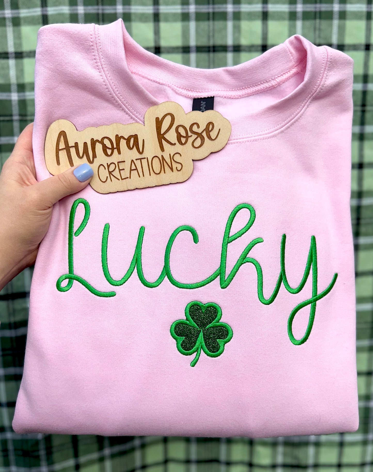Lucky Glitter Shamrock Embroidered Sweatshirt