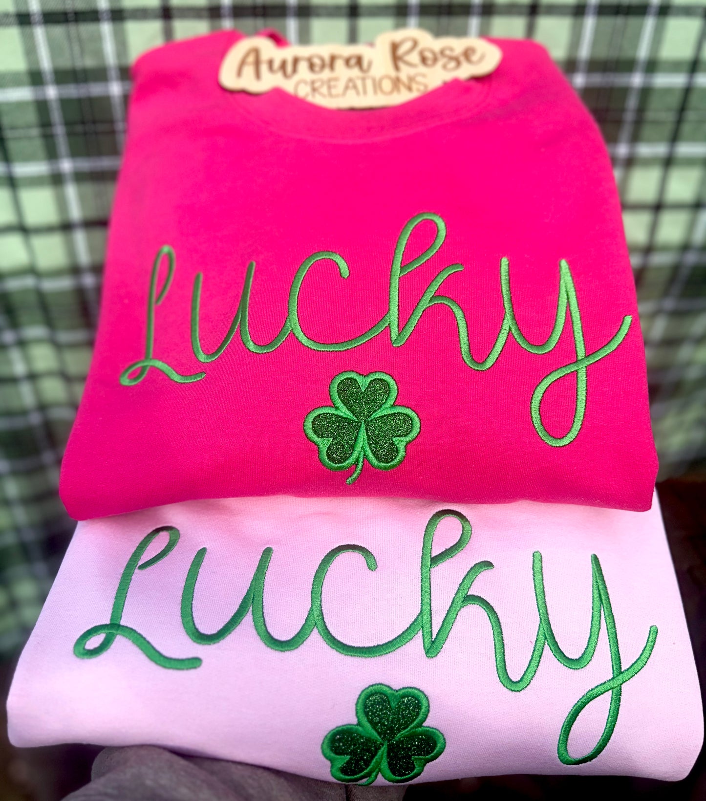 Lucky Glitter Shamrock Embroidered Sweatshirt