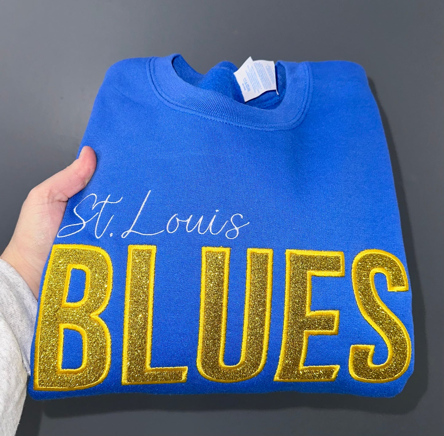 Glitter Embroidered BLUES Sweatshirt