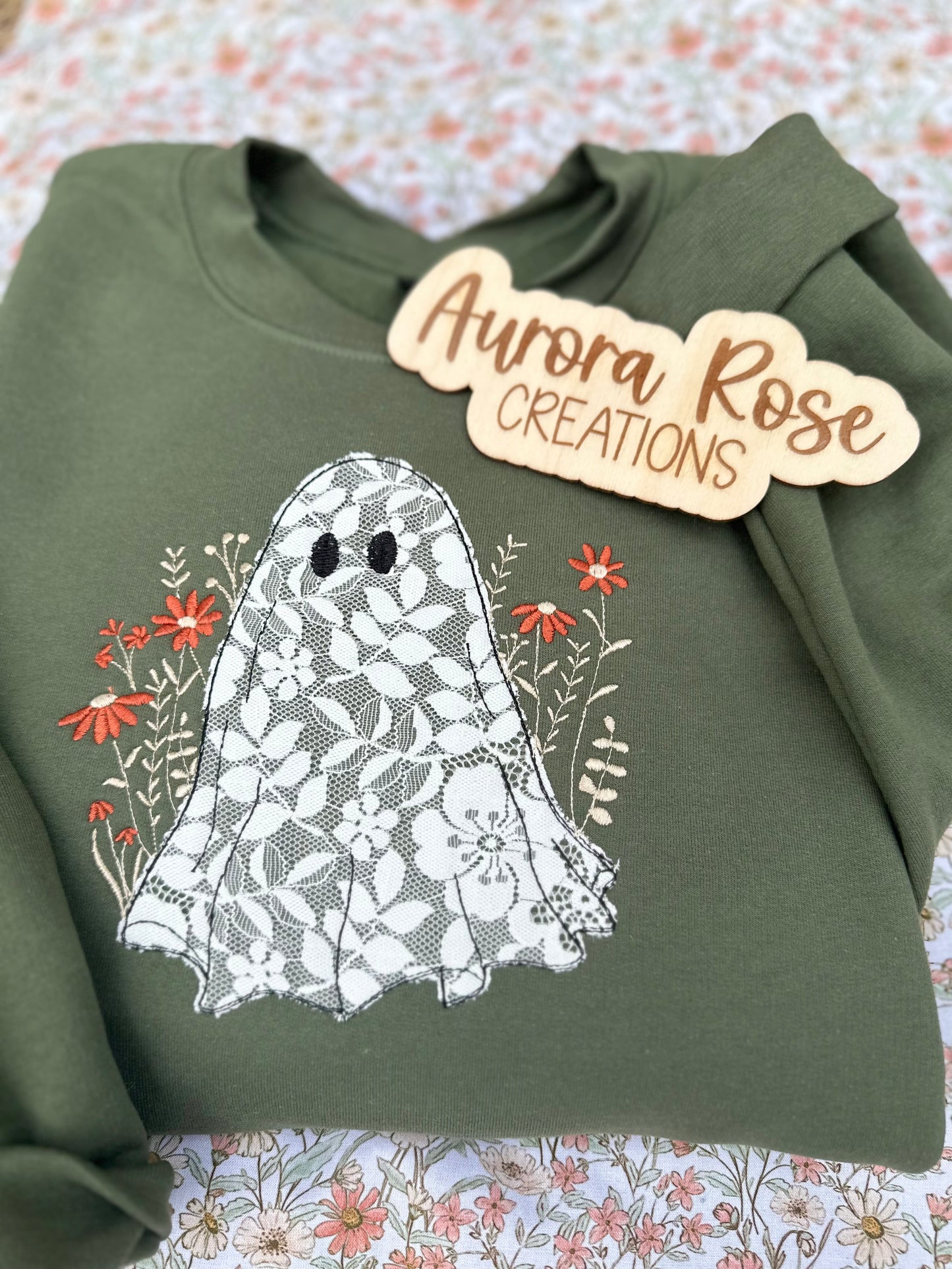 Wildflowers & Lace Embroidered Ghost Sweatshirt