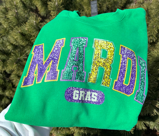 MARDI Gras Glitter DTF sweatshirt
