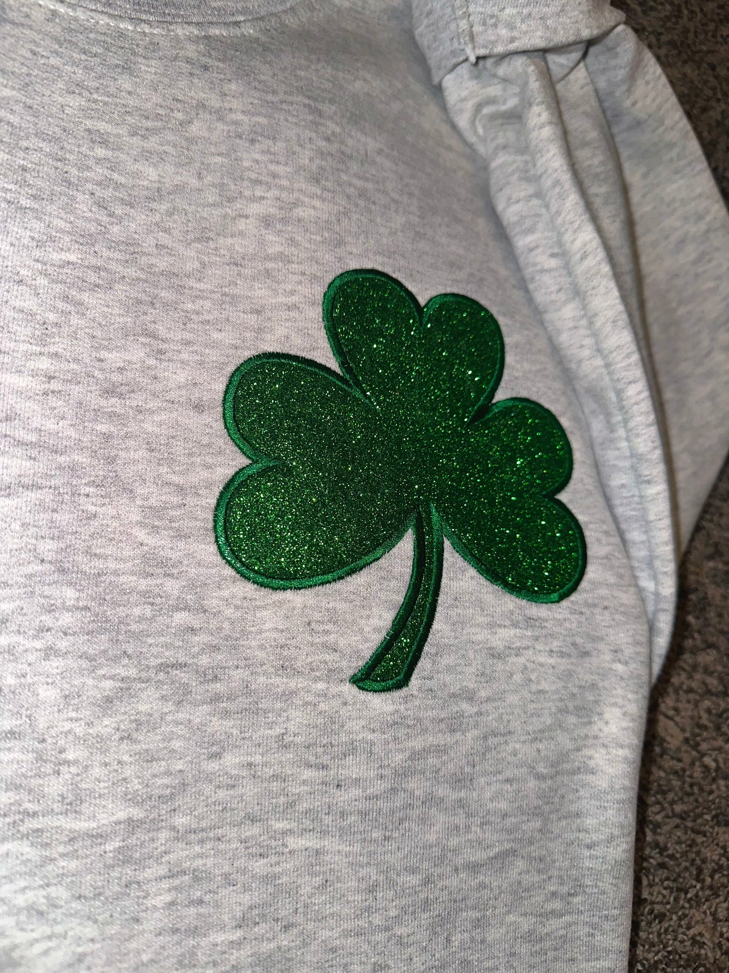 Embroidered Glitter Shamrock Sweatshirt