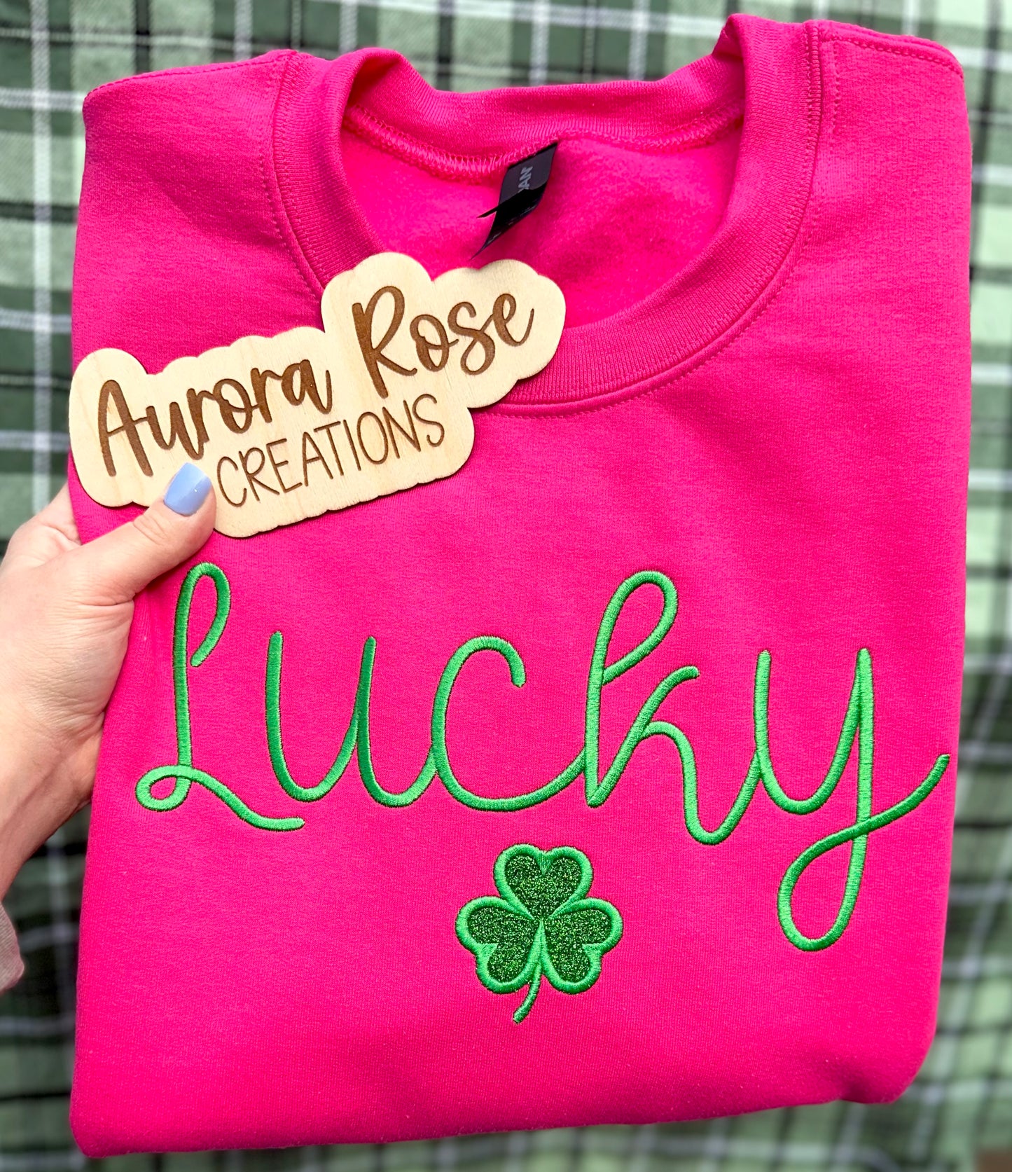 Lucky Glitter Shamrock Embroidered Sweatshirt