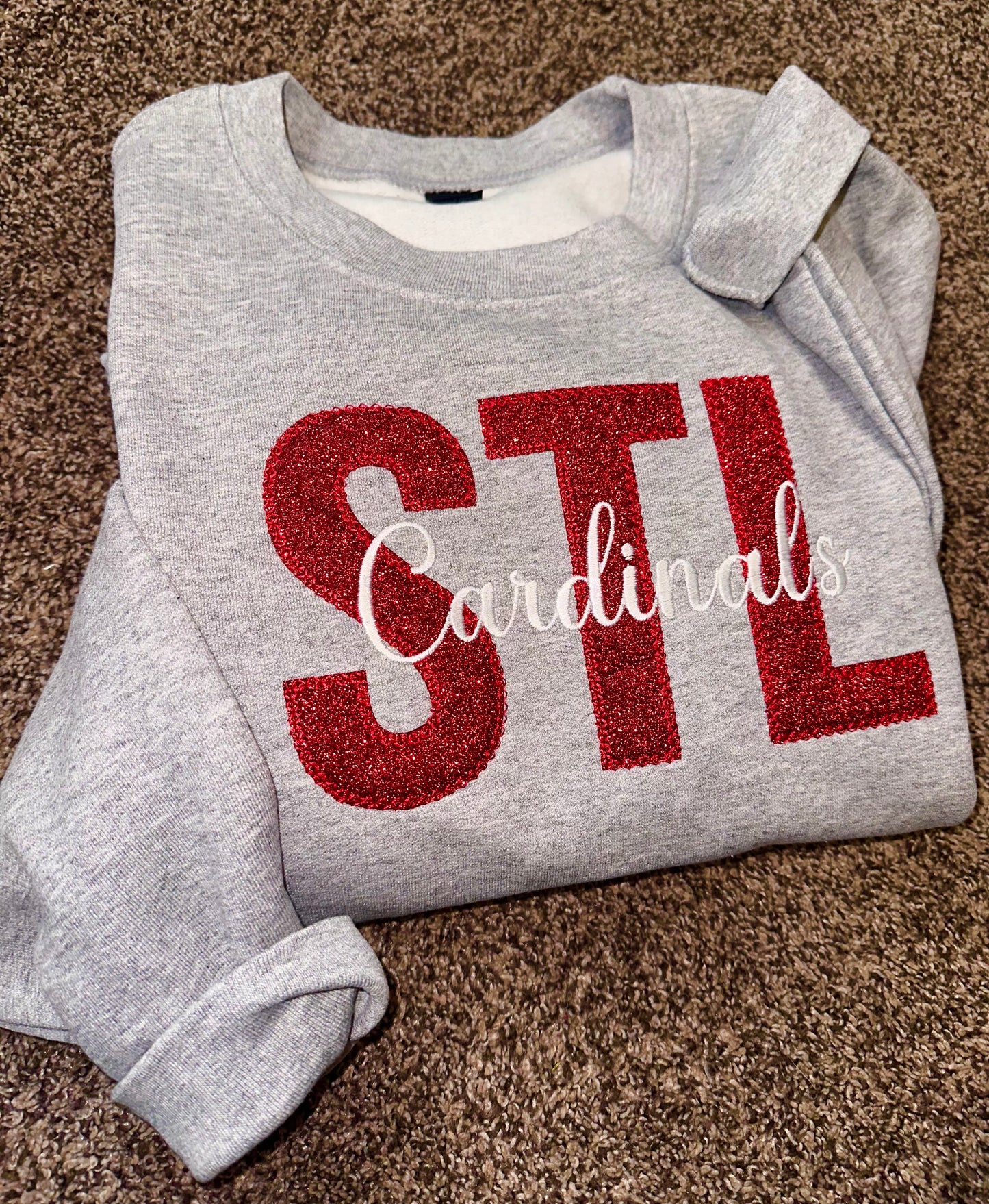 Glitter Embroidered Cardinals Sweatshirt