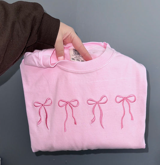 Pink Bow Embroidered Apparel