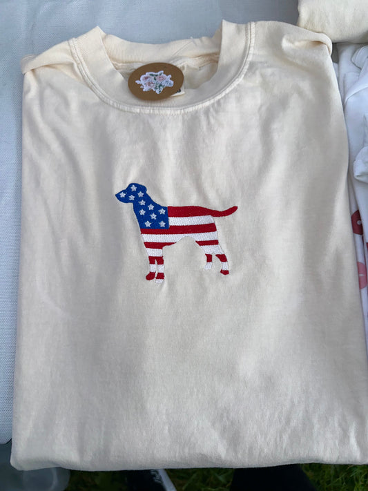 USA Dog Embroidered Tee