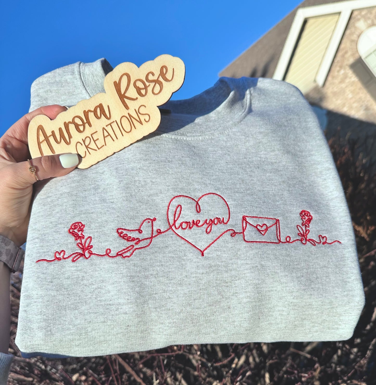 Love Line Art Embroidered Sweatshirt