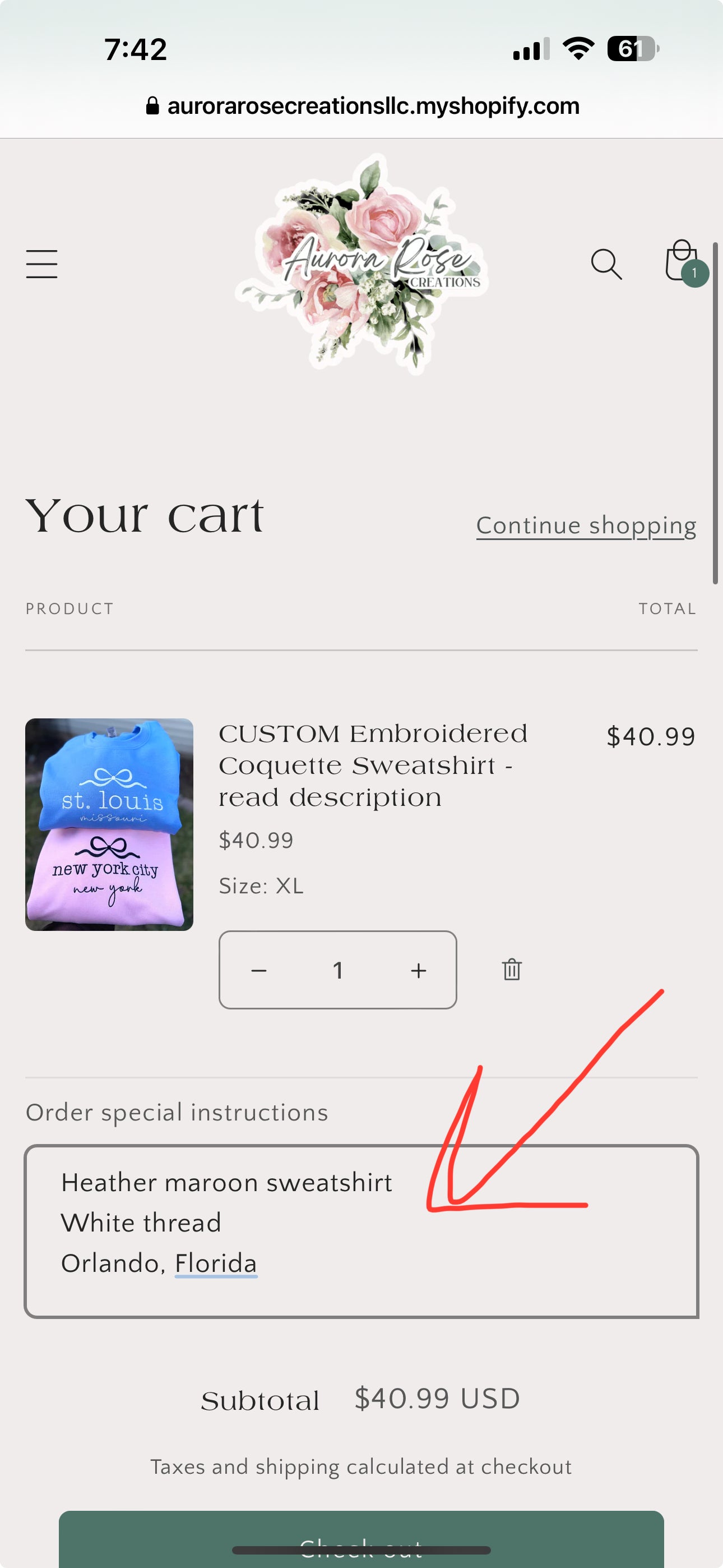 CUSTOM Embroidered Coquette Sweatshirt - read description