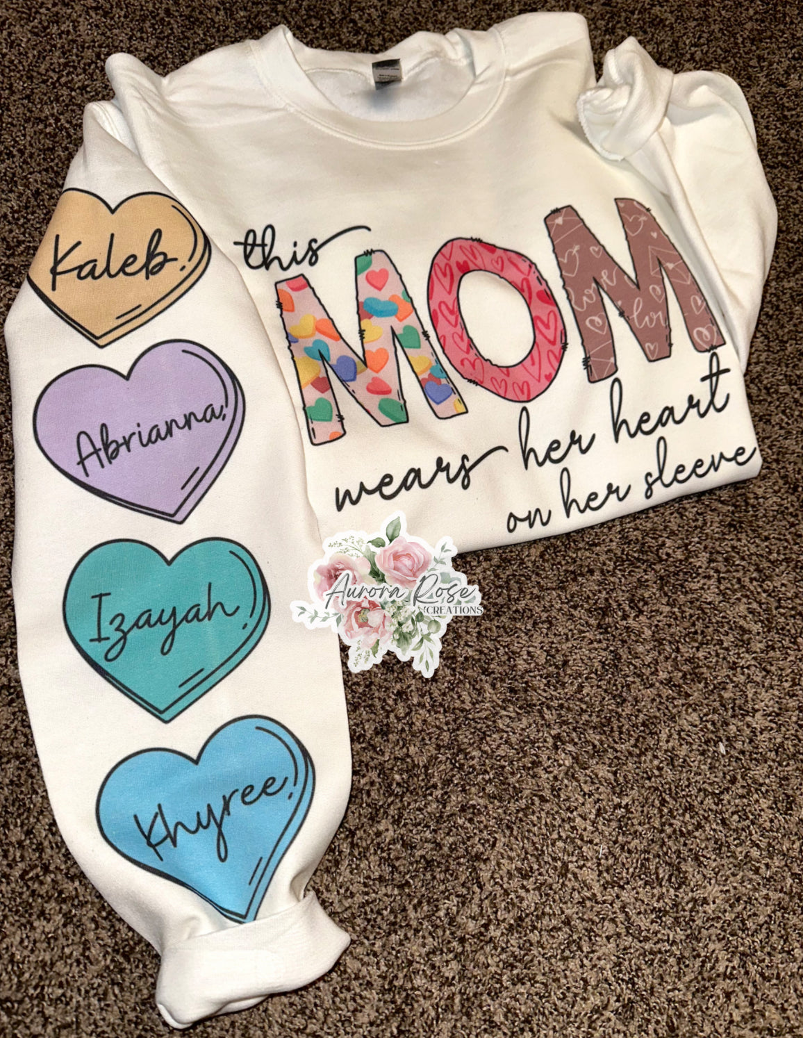 Personalized Conversation Heart Sweatshirt (see description)