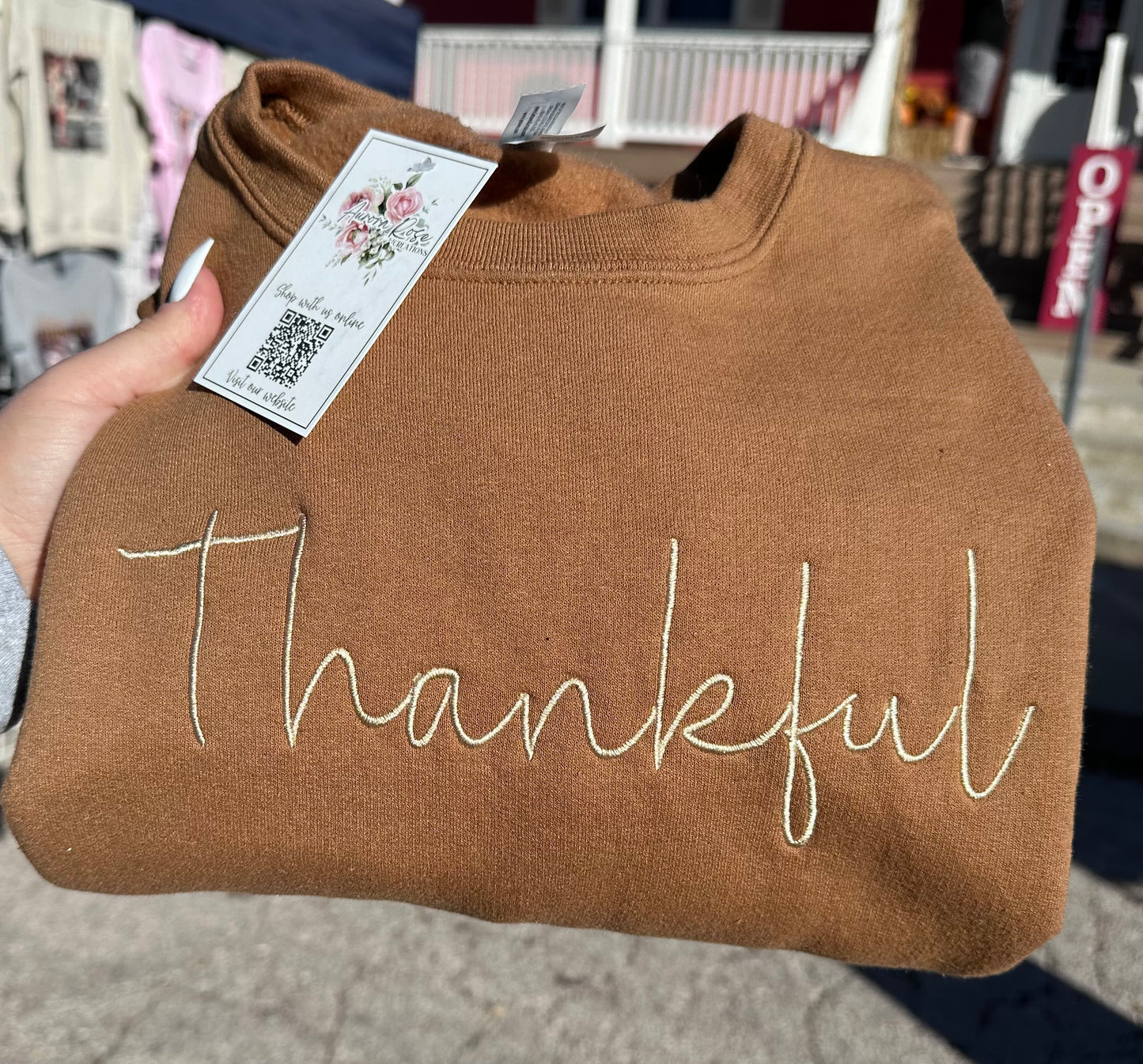 Thankful Embroidered Sweatshirt