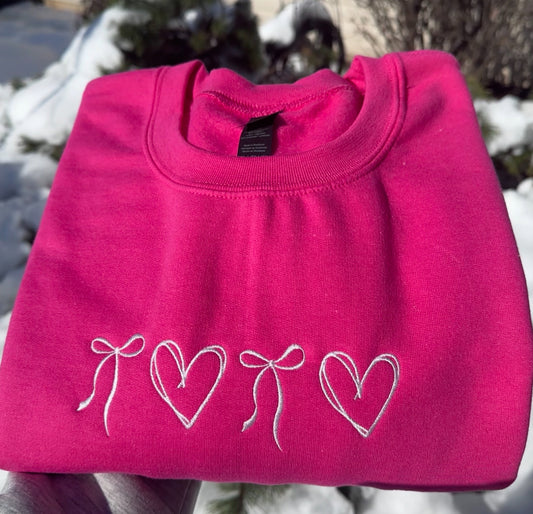 Bows & Hearts Coquette Embroidered Sweatshirt