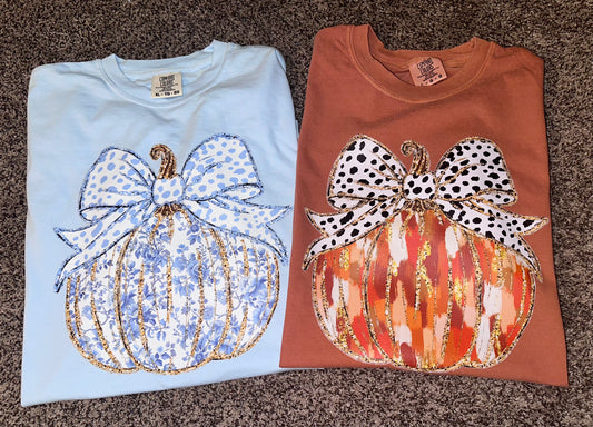 Printed Bow Pumpkin Tees