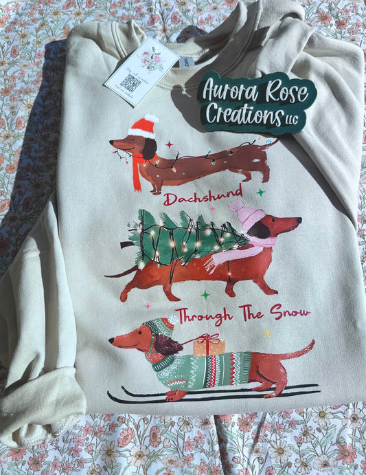 Dachshund Through The Snow DTF Apparel