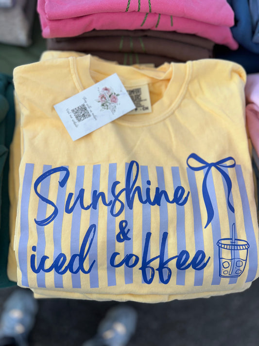 Sunshine & Iced Coffee Striped Tee