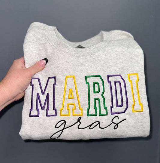 Varsity Embroidered Mardi Gras Sweatshirt