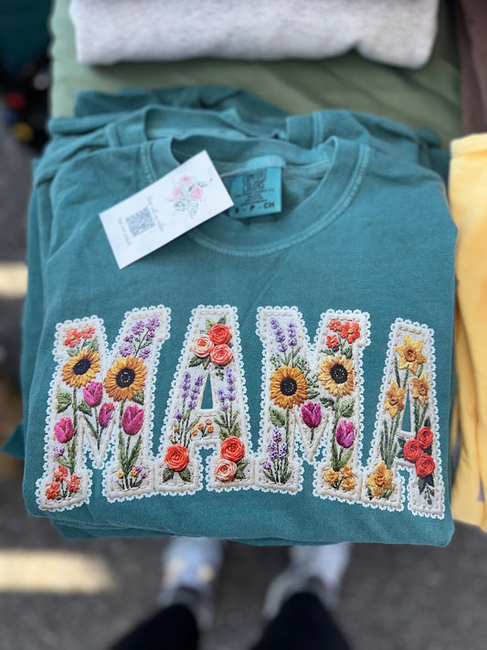 Mama Faux Lace & Floral Tee